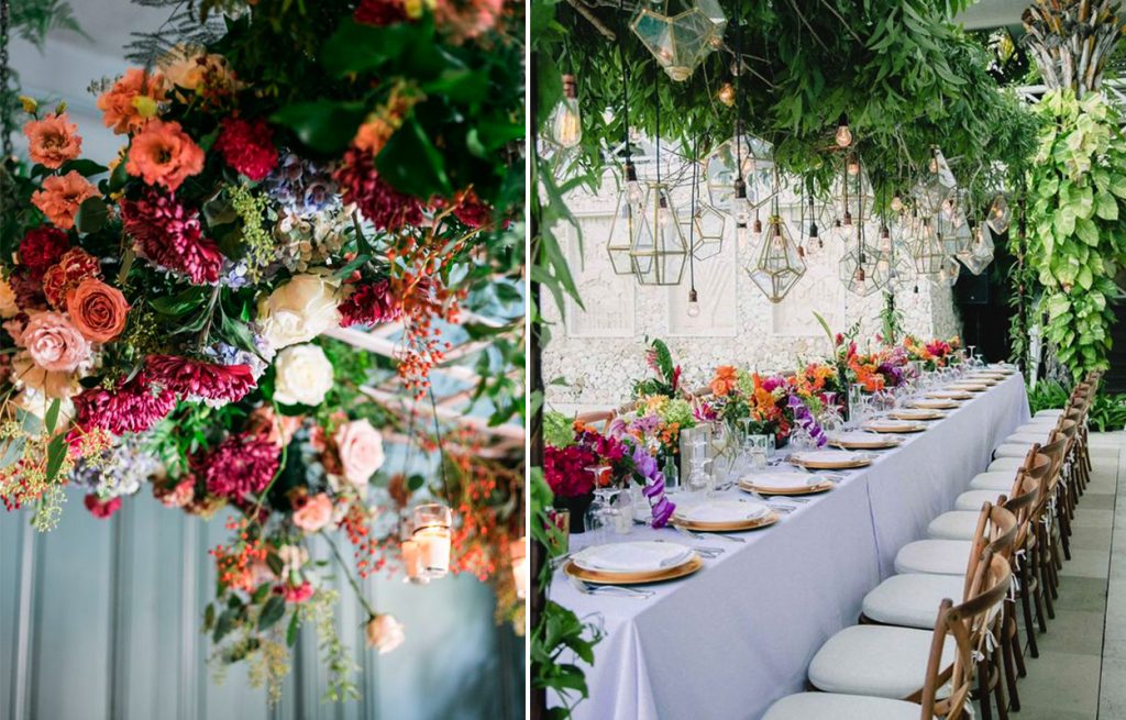 Plantas y flores colgantes para decorar tu evento - Cardamomo Catering